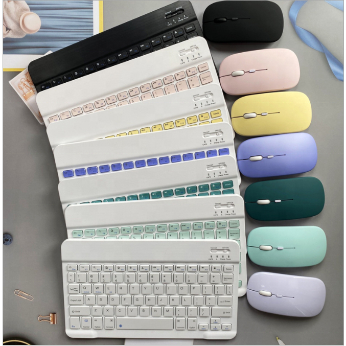 【Local shipment】Wireless Bluetooth Mouse Set Colorful 10 Inch Keyboard For Android/ios/IPad/Macaron/tablet