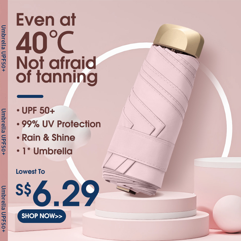 [SG STOCK] Mini Pocket Umbrella lightweight Six-Folds small Umbrella Folding UV Protection Capsule Foldable Ambrella