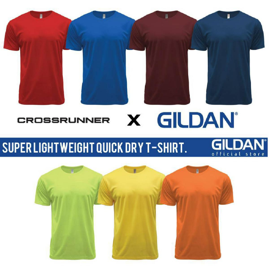 GILDAN x CROSSRUNNER Super Lightweight Quick Dry Sport T-Shirt Unisex DRYtec Microfiber Performance Tee CRR7000 Group B