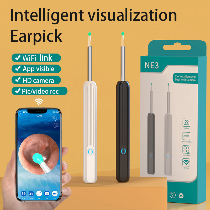 Wireless Wi-fi Visual Ear Cleaner Otoscope Ear Wax Ear with HD Cleaning Kit Removal Sticks Endoscope Camera Tool Kit