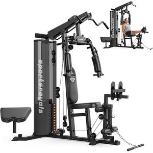 Sportsroyals Home Gym, Multifuntional Workout Station with 150LBS Weight Stack, Full Body Workout Equipment for Home Exercise Fitness