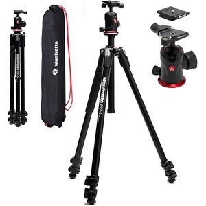 Manfrotto 290XTRA Aluminium Tripod Kit with 496 Ball Head, 3-Section Legs, 4 Angles Position, Quick Lever Locks, Arca-Swiss Plate, 10kg Payload, Shoulder Bag, for DSLR, Mirrorless, Compact Cameras